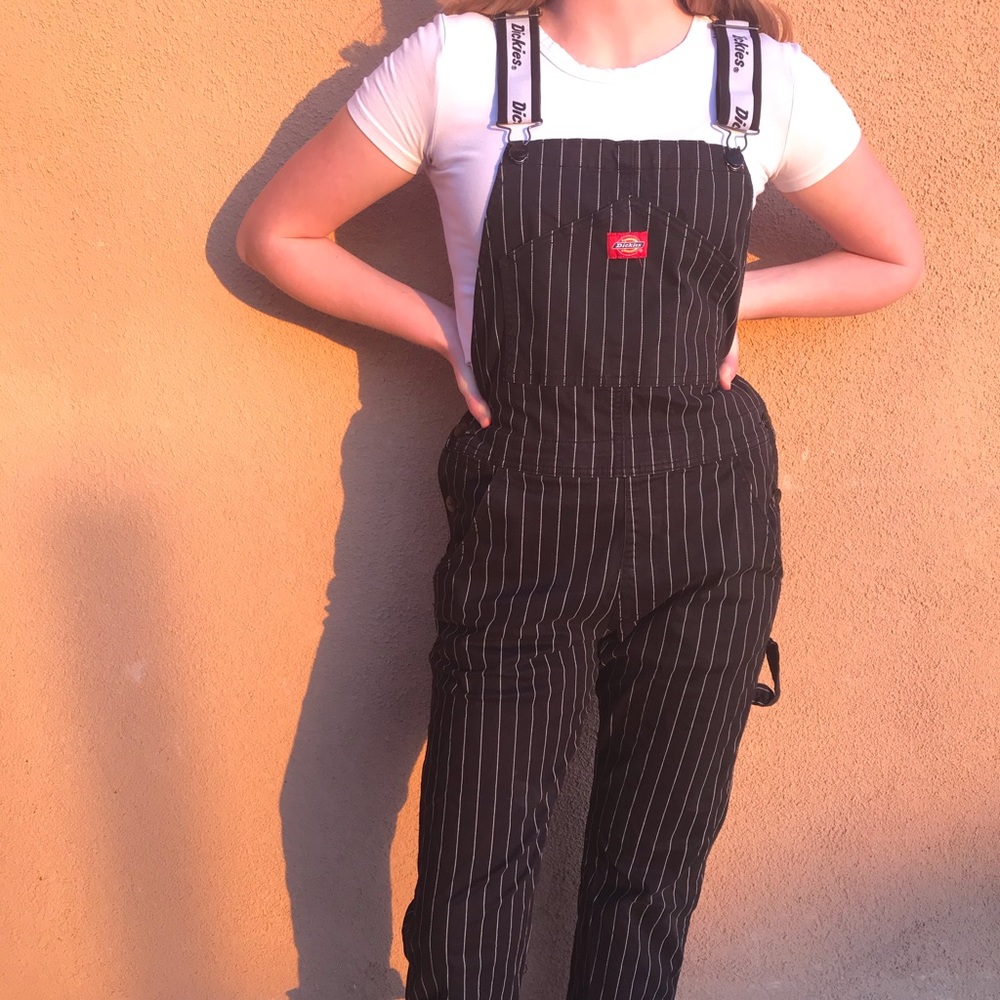 Dickies black pinstripe overalls